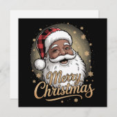 アフリカ系アメリカ人のクリスマス パジャマ サンタクロース シーズンカード (正面/裏面)