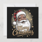 アフリカ系アメリカ人のクリスマス パジャマ サンタクロース シーズンカード (正面)