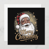 アフリカ系アメリカ人のクリスマス パジャマ サンタクロース 招待状 (正面/裏面)