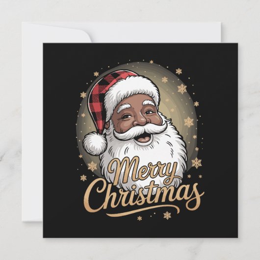 アフリカ系アメリカ人のクリスマス パジャマ サンタクロース 招待状 (正面)