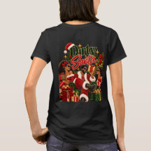 アフリカ系アメリカ人のクリスマスTシャツ ダーティサンタ 女性
