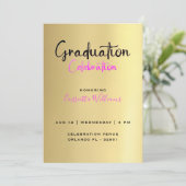 アフリカ系アメリカ人のゴールド卒業祝い 招待状 (スタンド正面)