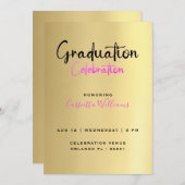 アフリカ系アメリカ人のゴールド卒業祝い 招待状 (正面/裏面)