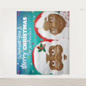 アフリカ系アメリカ人のサンタとミセス・クロースのクリスマス タペストリー (正面)