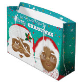 アフリカ系アメリカ人のサンタとミセス・クロース・クリスマス ラージペーパーバッグ (裏面アングル)