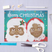 アフリカ系アメリカ人のサンタとミセス・クロース・クリスマス 薄葉紙 (クラフト)