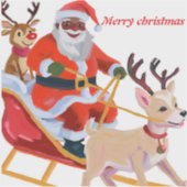 アフリカ系アメリカ人のサンタと友人 シール (正面)