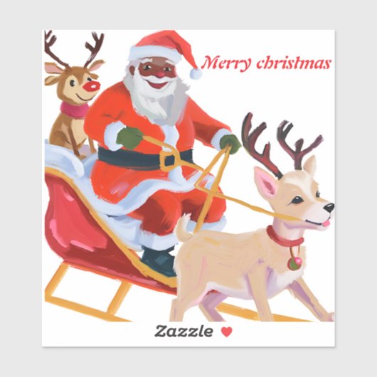 アフリカ系アメリカ人のサンタと友人 シール (シート)