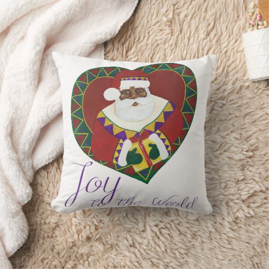 アフリカ系アメリカ人のサンタのクリスマスの枕 クッション (ブランケット)