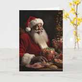 アフリカ系アメリカ人のサンタの挨拶 カード (黄色い花)