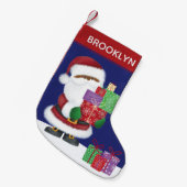 アフリカ系アメリカ人のサンタをカスタマイズ スモールクリスマスストッキング (正面 (吊り時))