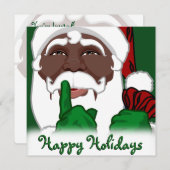 アフリカ系アメリカ人のサンタクリストマス招待状 招待状 (正面/裏面)