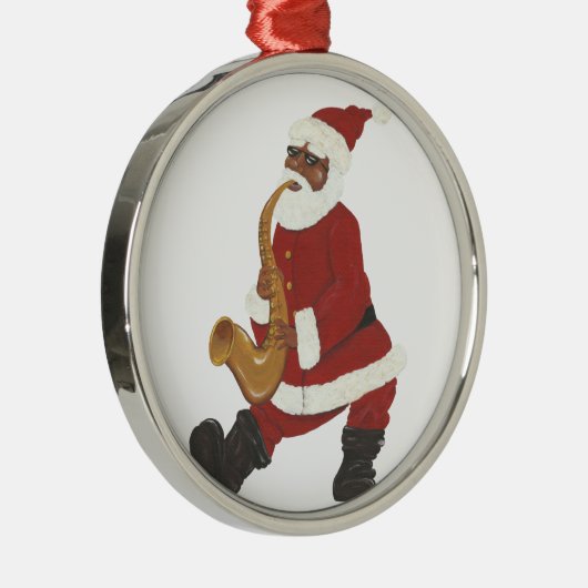 アフリカ系アメリカ人のサンタクリスマス飾り メタルオーナメント (右)