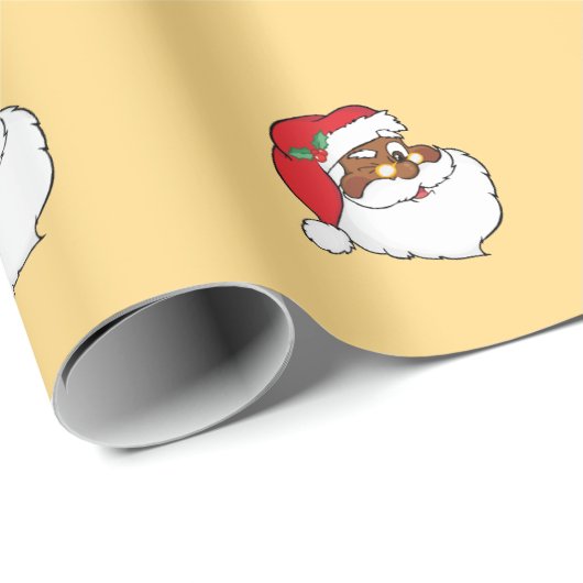 アフリカ系アメリカ人のサンタクロースのまばたき ラッピングペーパー (ロールコーナー)