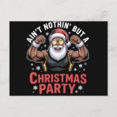 アフリカ系アメリカ人のサンタクロースのクリスマスパジャマ シーズンポストカード (正面)