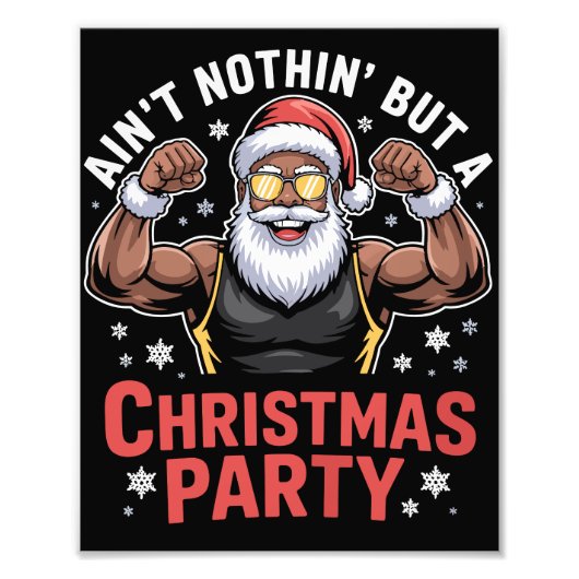 アフリカ系アメリカ人のサンタクロースのクリスマス パジャマ フォトプリント            (正面)