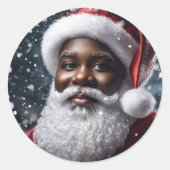 アフリカ系アメリカ人のサンタクロースのクリスマス ラウンドシール (正面)