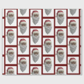 アフリカ系アメリカ人のサンタクロースのヘッド　クリスマスギフト ラッピングペーパー (フラット)