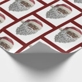 アフリカ系アメリカ人のサンタクロースのヘッド　クリスマスギフト ラッピングペーパー (角)