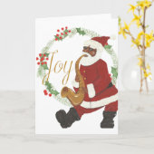 アフリカ系アメリカ人のサンタクロース カード (黄色い花)