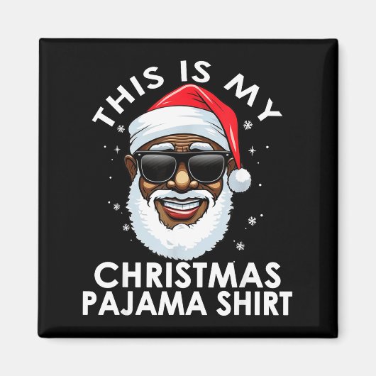 アフリカ系アメリカ人のサンタクロース クリスマスパジャマシャツ マグネット (正面)