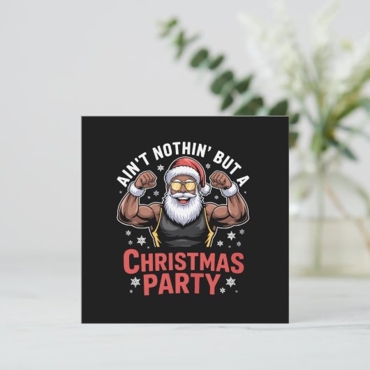 アフリカ系アメリカ人のサンタクロース クリスマスパジャマ 招待状 (スタンド正面)