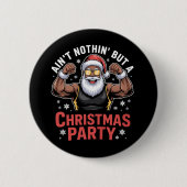 アフリカ系アメリカ人のサンタクロース クリスマスパジャマ 缶バッジ (正面)