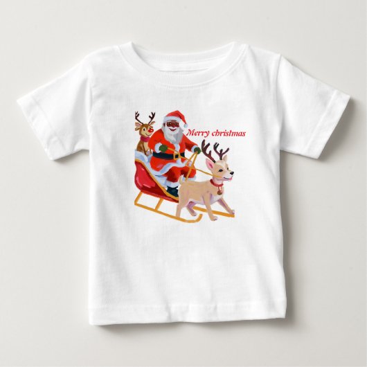 アフリカ系アメリカ人のサンタクロース ベビーTシャツ (正面)