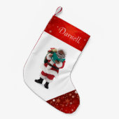 アフリカ系アメリカ人のサンタ特製クリスマスストッキング スモールクリスマスストッキング (正面 (吊り時))