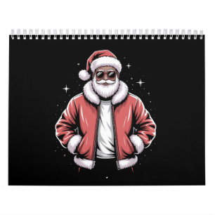 アフリカ系アメリカ人のサンタ クリスマスパジャマ クール ブラック カレンダー