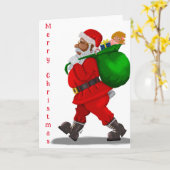 アフリカ系アメリカ人のサンタ クリスマス グリーティング カード (黄色い花)