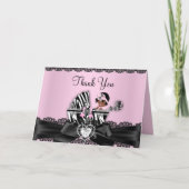 アフリカ系アメリカ人のシマウマのベビーシャワーのサンキューカード サンキューカード (正面)