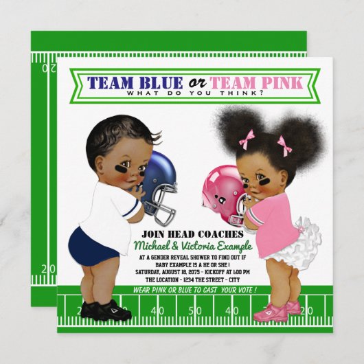 アフリカ系アメリカ人のジェンダーがシャワー招待状を明らかにする 招待状 (正面/裏面)