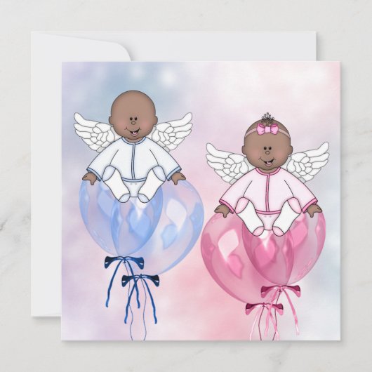 アフリカ系アメリカ人のジェンダーリビール Angel Balloons 招待状 (正面)