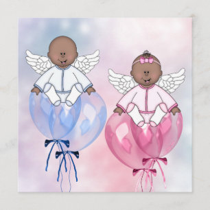 アフリカ系アメリカ人のジェンダーリビール Angel Balloons 招待状
