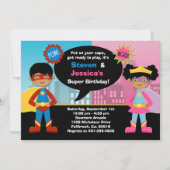 アフリカ系アメリカ人のスーパーヒーローの誕生会 招待状 (正面)