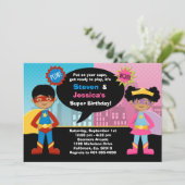 アフリカ系アメリカ人のスーパーヒーローの誕生会 招待状 (スタンド正面)