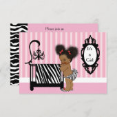 アフリカ系アメリカ人のゼブラプリントベビーシャワー 招待状 (正面/裏面)