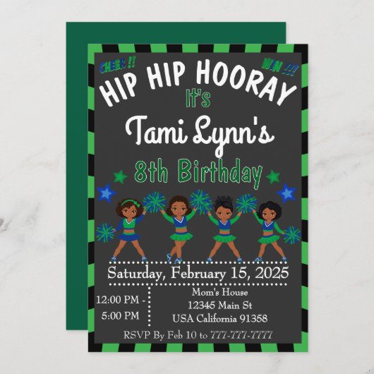 アフリカ系アメリカ人のチアリーダー体操の招待状 招待状 (正面/裏面)