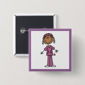 アフリカ系アメリカ人のナース 缶バッジ (正面&裏面)