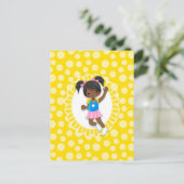 アフリカ系アメリカ人のバウンスハウスで遊ぶ女の子 ポストカード (スタンド正面)