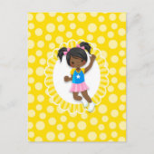 アフリカ系アメリカ人のバウンスハウスで遊ぶ女の子 ポストカード (正面)