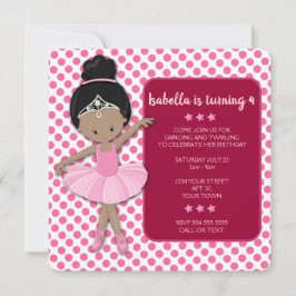 アフリカ系アメリカ人のバレリーナの誕生日招待状 招待状