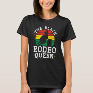 アフリカ系アメリカ人のバレルレーシングカウガール ブラックロデオ Tシャツ