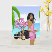 アフリカ系アメリカ人のバレンタインデー・カード カード (黄色い花)