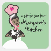 アフリカ系アメリカ人のパン菓子ハットギフトラベルラベル スクエアシール (正面)