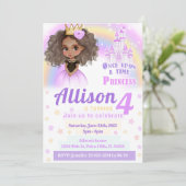 アフリカ系アメリカ人のピンクの王女の誕生日の招待状 招待状 (スタンド正面)