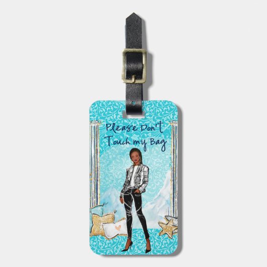 アフリカ系アメリカ人のファッションの女の子の荷物のラベル ラゲッジタグ (正面縦)