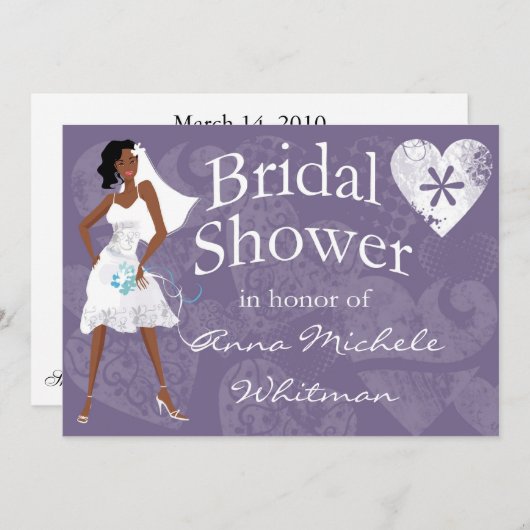 アフリカ系アメリカ人のブライダルシャワーの招待状 招待状 (正面/裏面)