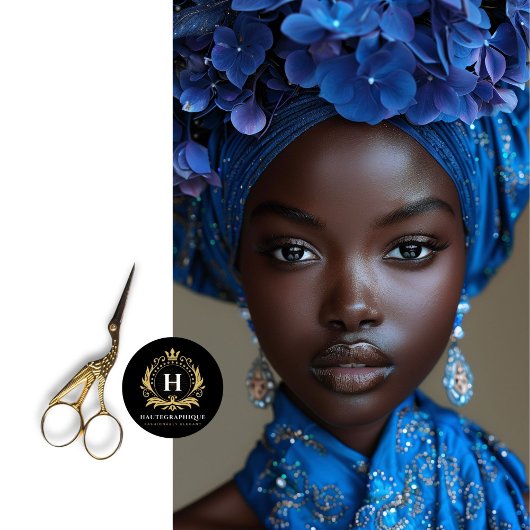 アフリカ系アメリカ人のブルーデコパージュフローラ 薄葉紙